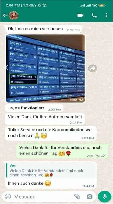 WhatsApp message from a customer 1